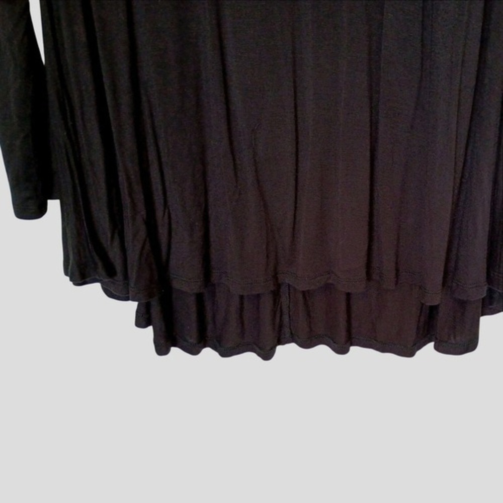 Lane Bryant Black Ruffle Mock Neck High-Low Swing Top Long Sleeve Plus 18/20 - Picture 6 of 8
